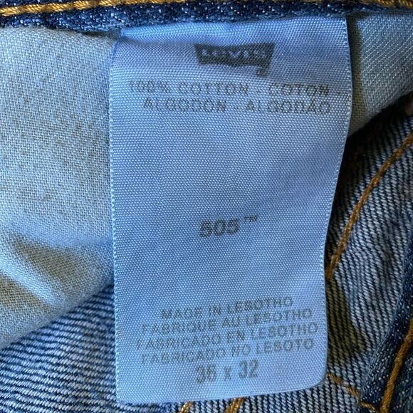 Levi's 505 Jeans Men's 36x32 Straight Leg Regular Fit Blue Medium Wash Blank Tag - Picture 14 of 16